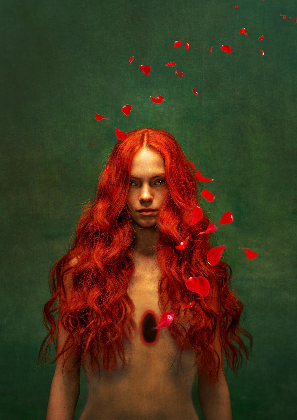 A woman with hole in her heart.